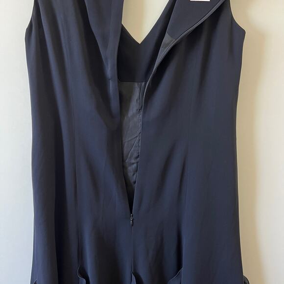 Escada Black Silk Ruffle Fringe V Neck Maxi Dress Formal Gown Womens 42 Large - Picture 5 of 15